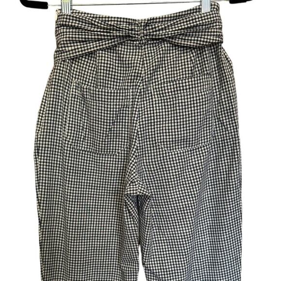 Cartonnier By Anthropologie Gingham Trouser Pants Tie Waist White Black Size 2 - Picture 8 of 14